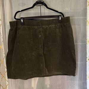 Olive Corduroy Skirt